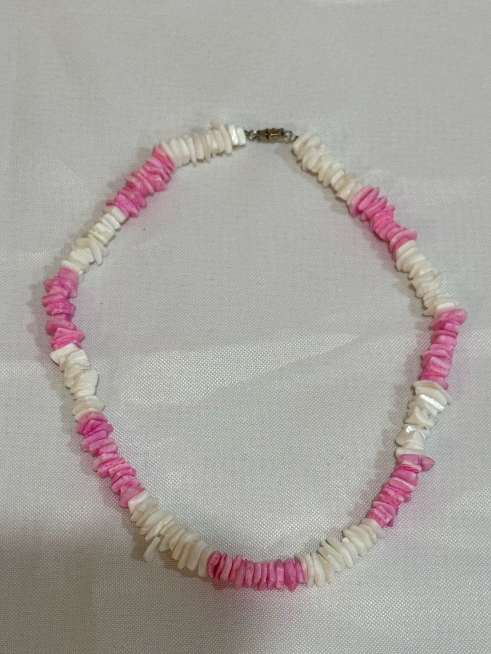 Vintage Pink and White Puca Shell Necklace - Women Jewelry
